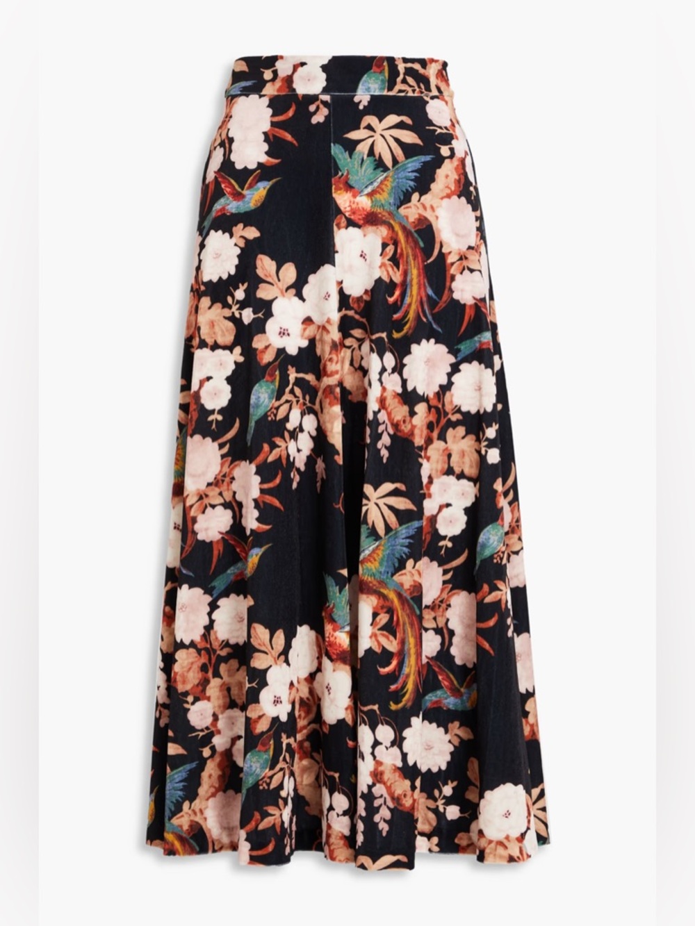 Cara Cara Gianna Floral Print Stretch Velvet Midi Skirt Size Medium